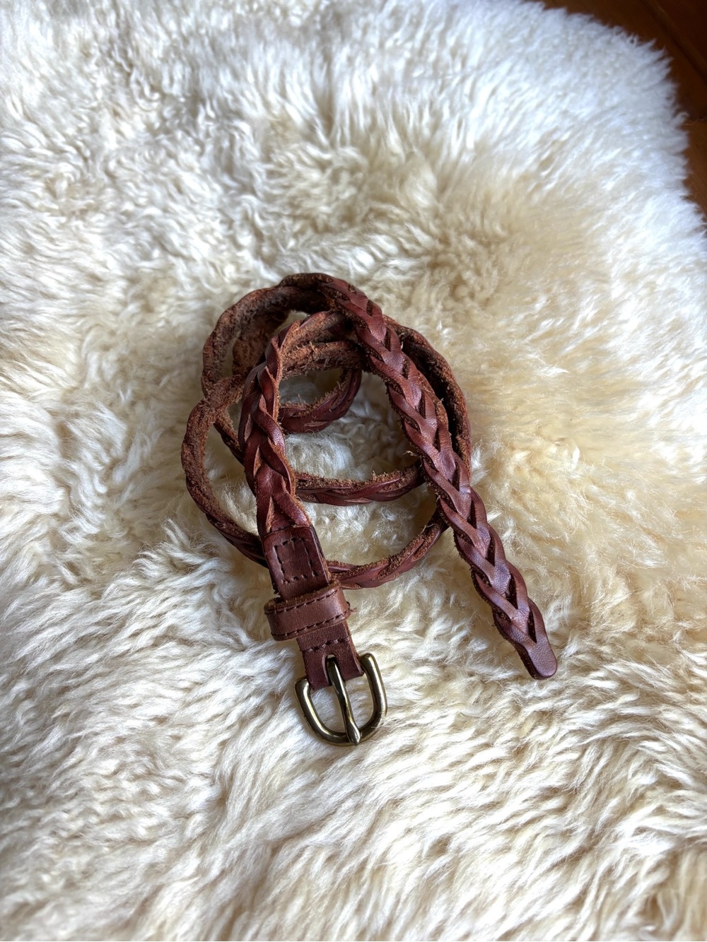 Braided Leather and Brass Belt